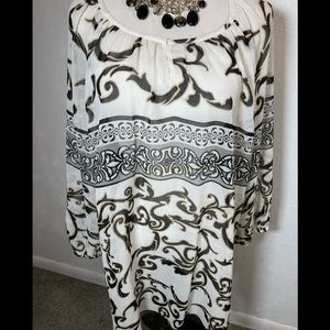 Chico’s Sheer Black and White Top, size 3
